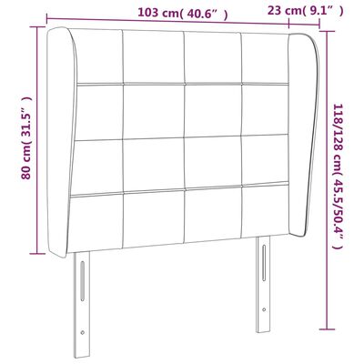 vidaXL Zagłówek uszak, ciemnozielony, 103x23x118/128 cm, aksamit