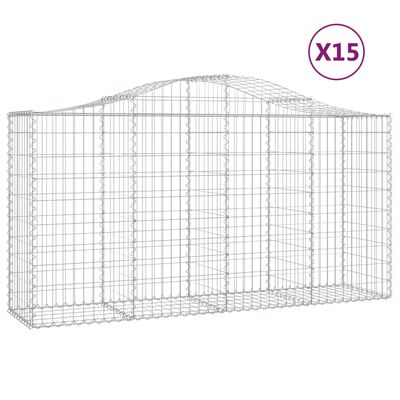 vidaXL Kosze gabionowe, 15 szt, 200x50x100/120cm, galwanizowane żelazo