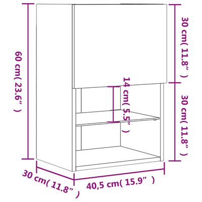 vidaXL Szafka TV z LED, przydymiony dąb, 40,5x30x60 cm