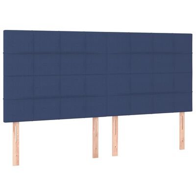 vidaXL Zagłówek do łóżka z LED, niebieski, 180x5x118/128 cm, tkanina