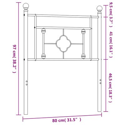 vidaXL Metalowe wezgłowie, białe, 75 cm