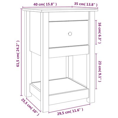 vidaXL Szafka nocna, czarny, 40x35x61,5 cm, lite drewno sosnowe