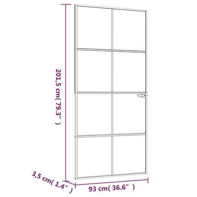 vidaXL Drzwi wewnętrzne, białe, 93x201,5 cm, szkło i aluminium