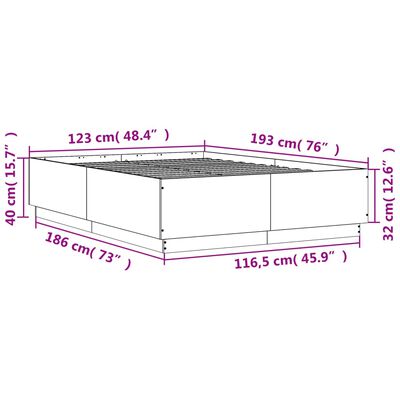 vidaXL Rama łóżka z LED, czarna, 120x190 cm, materiał drewnopochodny