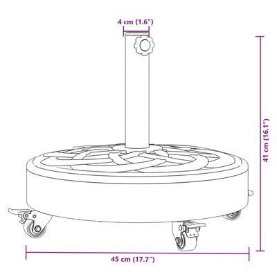 vidaXL Podstawa do parasola, z kółkami, do słupków Ø38/48 mm, 27 kg