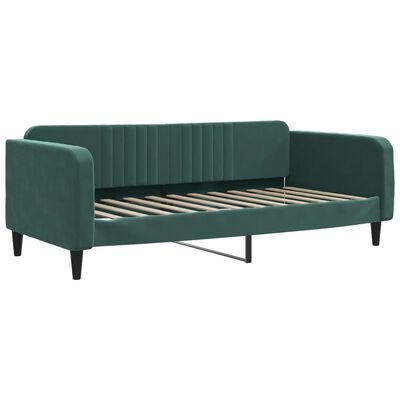 vidaXL Sofa z funkcją spania, ciemnozielona, 90x200cm, obita aksamitem