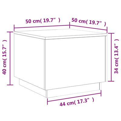 vidaXL Stolik kawowy z oświetleniem LED, brązowy dąb, 50x50x40 cm