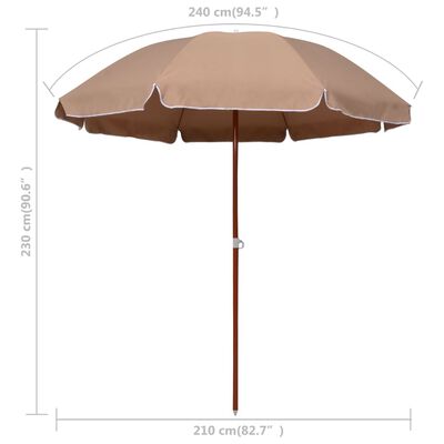 vidaXL Parasol ogrodowy na stalowym słupku, 240 cm, taupe