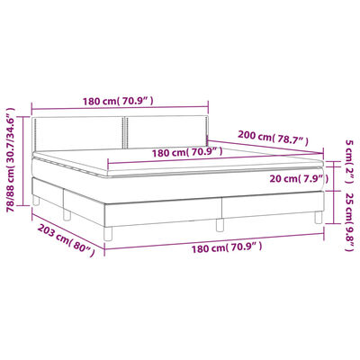 vidaXL Łóżko kontynentalne, materac i LED cappuccino 180x200 cm