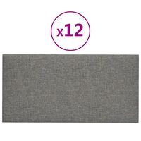 vidaXL Panele ścienne, 12 szt., jasnoszare, 30x15 cm, tkanina, 0,54 m²