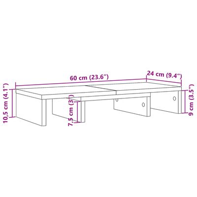 vidaXL Podstawka pod monitor, regulowana, dąb artisian, 60x24x10,5 cm