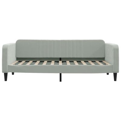 vidaXL Sofa z materacem do spania, jasnoszara, 90x200 cm, aksamit