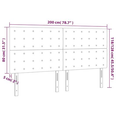 vidaXL Zagłówki do łóżka, 4 szt., biały, 100x5x78/88cm, sztuczna skóra