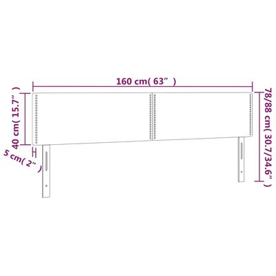 vidaXL Zagłówek do łóżka z LED, różowy, 160x5x78/88 cm, aksamit