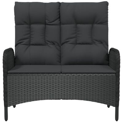 vidaXL Rozkładana ławka ogrodowa, poduszki, 107 cm, rattan PE, czarna