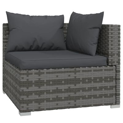vidaXL 3-osobowa sofa z poduszkami, szara, polirattan