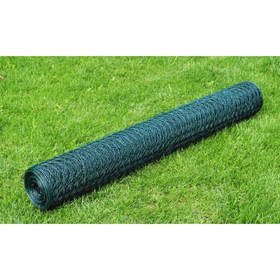 vidaXL Ogrodzenie z siatki, pokryte PVC, 25x0,5 m, zielone