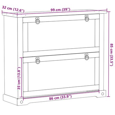 vidaXL Szafka na buty Corona, 99x32x85 cm, lite drewno sosnowe