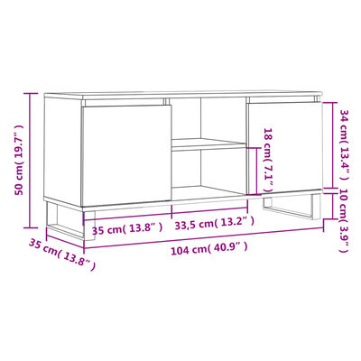 vidaXL Szafka pod TV, szarość betonu, 104x35x50 cm