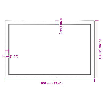 vidaXL Blat stołu, 100x60x(2-6)cm surowy, lity dąb naturalną krawędzią