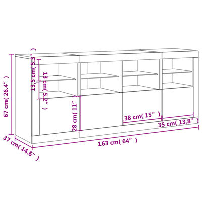 vidaXL Szafka z oświetleniem LED, biała, 163x37x67 cm