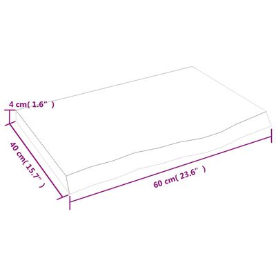 vidaXL Blat do łazienki, ciemnobrązowy, 60x40x(2-4) cm, lite drewno