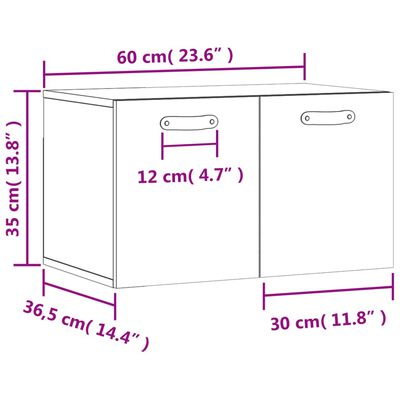 vidaXL Szafka wisząca, biała, 60x36,5x35 cm, materiał drewnopochodny