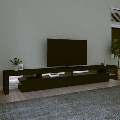 vidaXL Szafka pod TV z oświetleniem LED, czarna, 290x36,5x40 cm