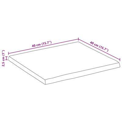 vidaXL Blat stołu, 40x40x2,5 cm, naturalna krawędź, lite drewno mango