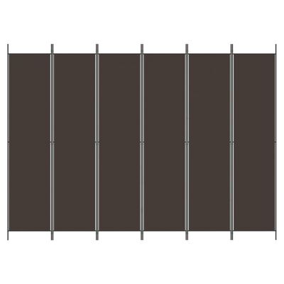 vidaXL Parawan 6-panelowy, brązowy, 300x220 cm, tkanina