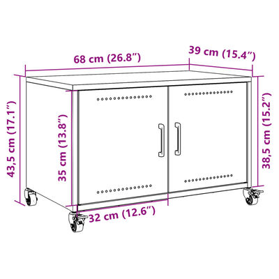 vidaXL Szafka RTV, czarna, 68x39x43,5 cm, stal walcowana na zimno