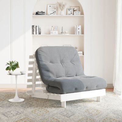 vidaXL Sofa rozkładana typu futon, z materacem, biała, 80x206x11 cm