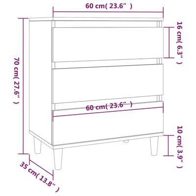 vidaXL Komoda, czarna, 60x35x70 cm, materiał drewnopochodny