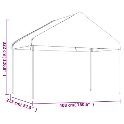 vidaXL Namiot ogrodowy z dachem, biały, 13,38x4,08x3,22 m, polietylen