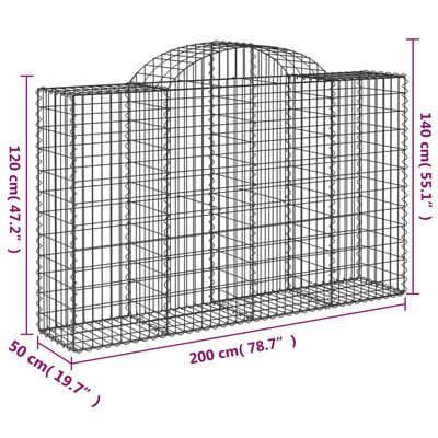 vidaXL Kosze gabionowe, 3 szt, 200x50x120/140 cm, galwanizowane żelazo