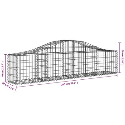 vidaXL Kosze gabionowe, 18 szt, 200x30x40/60 cm, galwanizowane żelazo