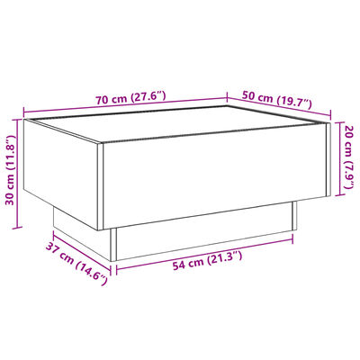 vidaXL Stolik kawowy z LED, dąb sonoma, 70x50x30 cm