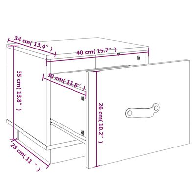 vidaXL Szafka nocna, 40x34x35 cm, lite drewno sosnowe