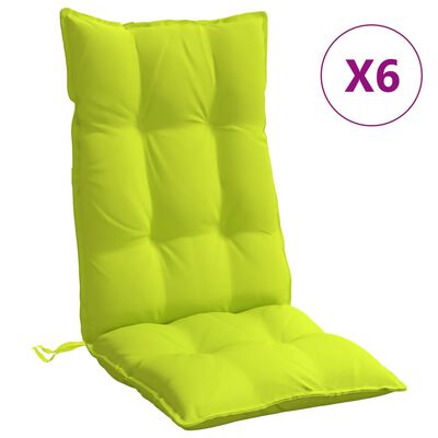 vidaXL Poduszki na krzesła z wysokim oparciem, 6 szt., jasnozielone