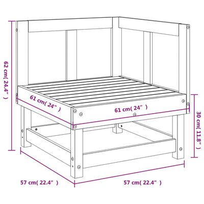 vidaXL Ogrodowa sofa narożna, szara, lite drewno sosnowe