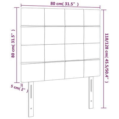 vidaXL Zagłówek do łóżka z LED, jasnoszary, 80x5x118/128 cm, tkanina