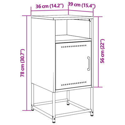 vidaXL Szafka nocna, oliwkowa zieleń, 36x39x78 cm, stal