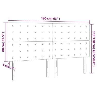 vidaXL Zagłówek do łóżka z LED, taupe, 160x5x118/128 cm, tkanina