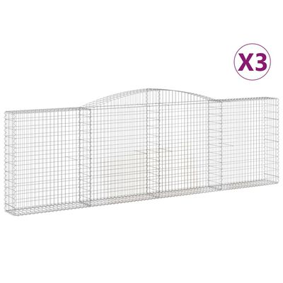 vidaXL Kosze gabionowe, 3 szt, 400x30x120/140 cm, galwanizowane żelazo