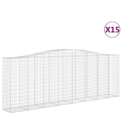 vidaXL Kosze gabionowe, 15 szt, 400x50x140/160cm, galwanizowane żelazo