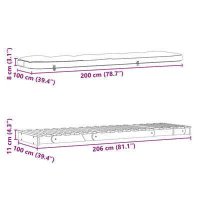 vidaXL Sofa rozkładana typu futon, z materacem, biała, 100x206x11 cm