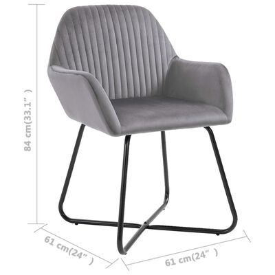vidaXL Krzesła stołowe, 6 szt., szare, aksamitne