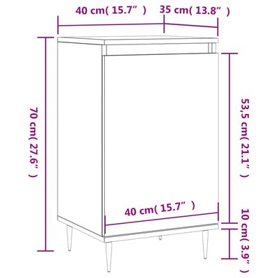 vidaXL Komoda, czarna, 40x35x70 cm, materiał drewnopochodny