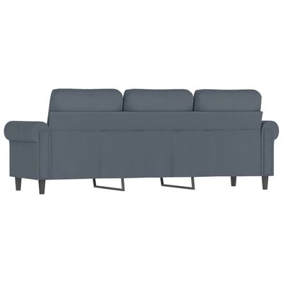 vidaXL Sofa 3-osobowa, ciemnoszara, 180 cm, obita aksamitem