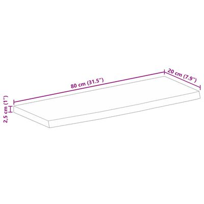 vidaXL Blat stołu z naturalną krawędzią, 80x20x2,5 cm, drewno mango